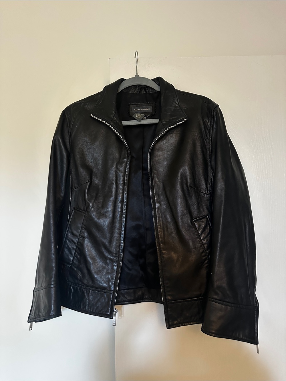 Vintage Banana Republic Black Leather Zip Moto Jacket